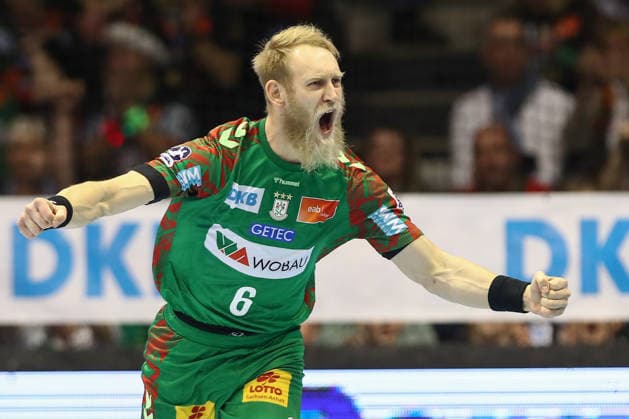 23.12.2025, xtgx, SC Magdeburg - THW Kiel v.l. Matthias Musche (Magdeburg, 6) Jubel, Torjubel, jubelt ueber das Tor, celebrate the goal, celebration Magdeburg