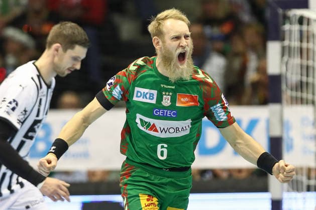 23.12.2025, xtgx, SC Magdeburg - THW Kiel v.l. Matthias Musche (Magdeburg, 6) Jubel, Torjubel, jubelt ueber das Tor, celebrate the goal, celebration Magdeburg