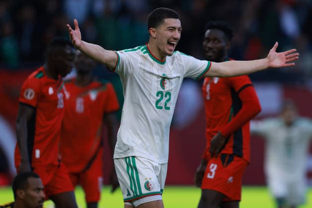 Morocco, Rabat - 24 December 2025 - Ibrahim Maza of Algeria national team, Nationalteam goal celebration, celebrates after scoring goal, tor during the Africa Cup of Nations 2025 match of group E between Algeria national team and Sudan national team at Stade Prince Moulay el Hassan in Rabat. AFCON 2025 - Algeria vs. Sudan Copyright: xSFSIx