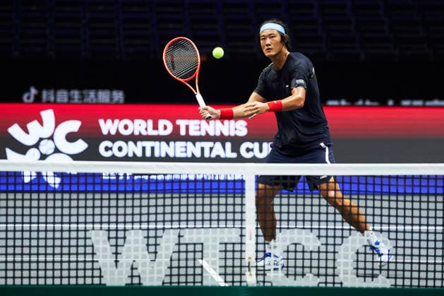 SHENZHEN, CHINA - DECEMBER 25: Zhang Zhizhen of China attends a training session of the 2025 World Tennis Continental Cup on December 25, 2025 in Shenzhen, Guangdong Province of China.  Copyright: xVCGx 111612020161