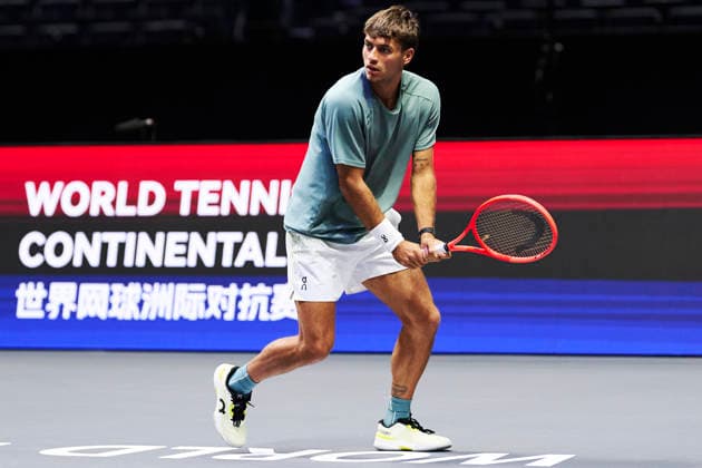SHENZHEN, CHINA - DECEMBER 25: Flavio Cobolli of Italy attends a training session of the 2025 World Tennis Continental Cup on December 25, 2025 in Shenzhen, Guangdong Province of China.  Copyright: xVCGx 111612020162