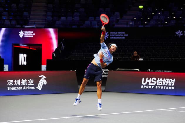 SHENZHEN, CHINA - DECEMBER 25: Zhang Zhizhen of China attends a training session of the 2025 World Tennis Continental Cup on December 25, 2025 in Shenzhen, Guangdong Province of China.  Copyright: xVCGx 111612020166
