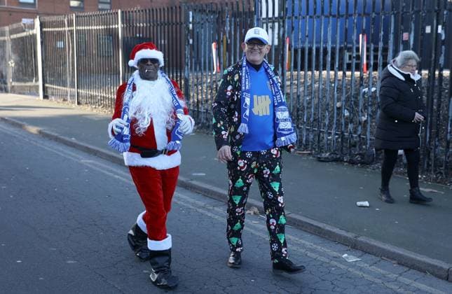 Fans in festive attire outside St Andrew s ahead of kick off Birmingham City v Derby County, Sky Bet Championship, Football, St. Andrew s at Knighthead Park, Birmingham, UK - 26 Dec 2025Birmingham St. Andrew s at Knighthead Park United Kingdom EDITORIAL USE ONLY No use with unauthorised audio, video, data, fixture lists, club league logos or live services. Online in-match use limited to 120 images, no video emulation. No use in betting, games or single club league player publications.  Copyright: xKieranxMcManus Shutterstockx 16191502r