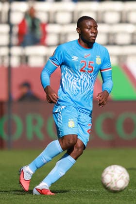 Morocco, Rabat - 23 December 2025 - Edo Kayembe of DR Congo national team, Nationalteam full length, Freisteller body in home kit during the Africa Cup of Nations 2025 match of group D between DR Congo national team and Benin national team at Al-Barid Stadium, Rabat, Morocco. AFCON 2025 - Democratic Republic of the Congo vs. Benin Copyright: xSFSIx