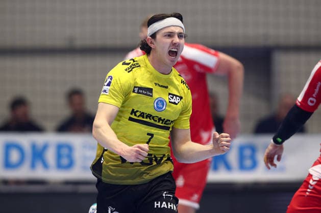 26.12.2025, xtgx, Handball Daikin HBL MT Melsungen - TVB Stuttgart emspor, v.l. Kasper Thorsen Lien (Stuttgart, 7) Jubel, Torjubel, jubelt ueber das Tor, celebrate the goal, celebration Kassel