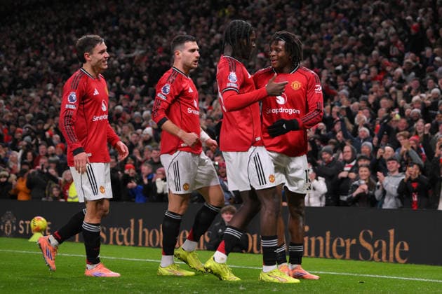 Manchester United, ManU v Newcastle United, Premier League Manchester United s Patrick Dorgu celebrates scoring the first goal during the Manchester United v Newcastle United English Premier League match at Old Trafford, Manchester, England on 26 December 2025 Credit: Gary Oakley Every Second Media Editorial use only. All images are copyright Every Second Media Limited. No images may be reproduced without prior permission. All rights reserved. Premier League and Football League images are subject to licensing agreements with Football DataCo Limited. see https: www.football-dataco.com Copyright: xIMAGO EveryxSecondxMediax ESM-1723-0030 GaryxOakleyx xEveryxSecondxMediax