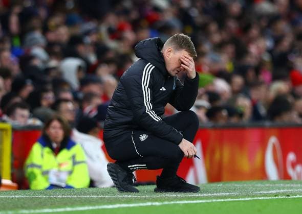 Newcastle United manager Eddie Howe looks dejected Manchester United, ManU v Newcastle United, Premier League, Football, Old Trafford, Manchester, UK - 26 Dec 2025Manchester Old Trafford United Kingdom EDITORIAL USE ONLY No use with unauthorised audio, video, data, fixture lists, club league logos or live services. Online in-match use limited to 120 images, no video emulation. No use in betting, games or single club league player publications. Copyright: xMattxWest Shutterstockx 16191667ac
