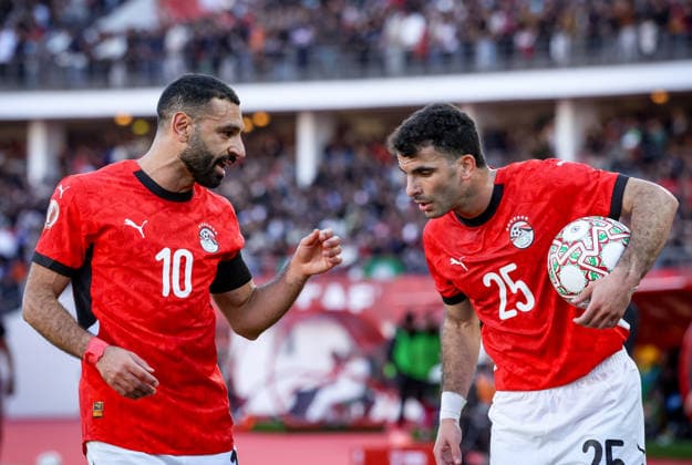 Egypt vs South Africa match at the African Cup of Nations 2025 - Group B Mohamed Salah and Ahmed Sayed Zizo during the match between Egypt vs South Africa in the African Cup of Nations 2025 - Group B at Grand Stade D Agadir , Agadir, Morocco Agadir Agadir Morocco Copyright: xMohamedxTageldinx