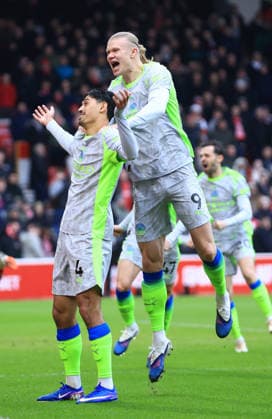 Nottingham, England, 27th December 2025. Tijjani Reijnders of Manchester City celebrates scoring their first goal during the Nottingham Forest vs Manchester City Premier League match at the City Ground, Nottingham. Picture credit should read: Jessica Hornby Sportimage EDITORIAL USE ONLY. No use with unauthorised audio, video, data, fixture lists, club league logos or live services. Online in-match use limited to 120 images, no video emulation. No use in betting, games or single club league player publications. SPI_046_JH_Forest_ManC SPI-4395-0046
