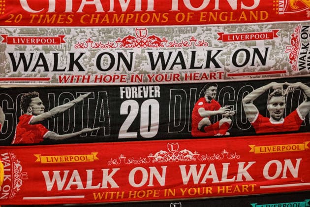 Premier League Liverpool v Wolverhampton Wanderers Diogo Jota scarf during the Premier League match Liverpool vs Wolverhampton Wanderers at Anfield, Liverpool, United Kingdom, 27th December 2025 (Photo by Mark Cosgrove News Images) Liverpool Anfield Merseyside United Kingdom Copyright: xMarkxCosgrove NewsxImagesx