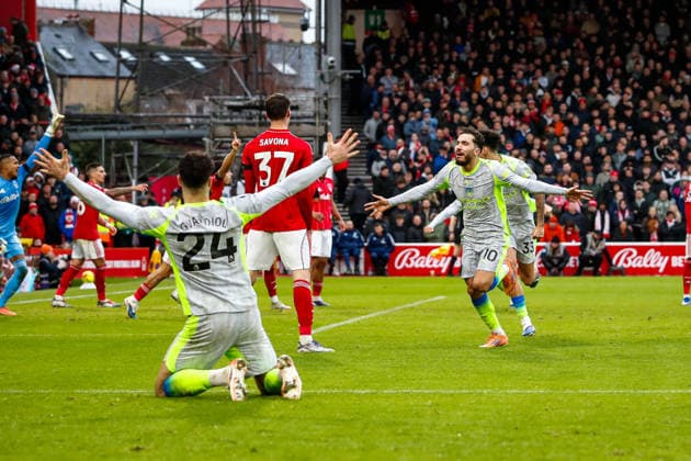 Nottingham Forest v Manchester City Premier League Rayan Cherki of Manchester City celebrates scoring his teams second goal during the Premier League match at the City Ground, Nottingham 27 12 2025 UK Newspapers OUT Copyright: xMaxxTomlinsonx FIL-22704-0054