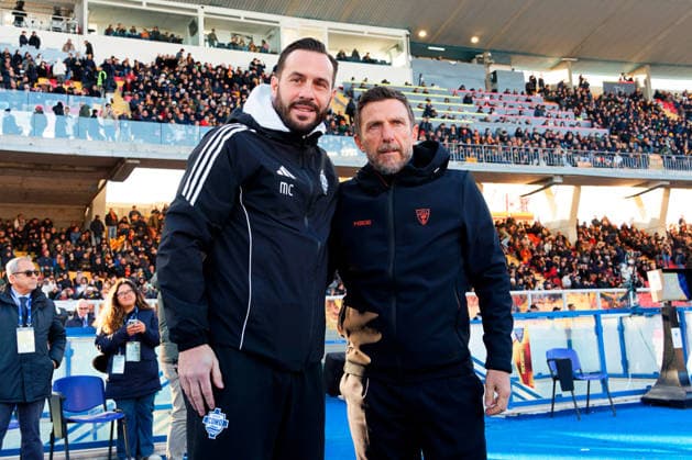 coach Marco Cassetti of Como 1907 and coach Eusebio Di Francesco of US Lecce during US Lecce vs Como 1907, Italian soccer Serie A match in Lecce, Italy, December 27 2025  Copyright: xEmmanuelexMastrodonato IPAxSportx xipa-agency.netx xx IPA_69492311 IPA_Agency_IPA69492311