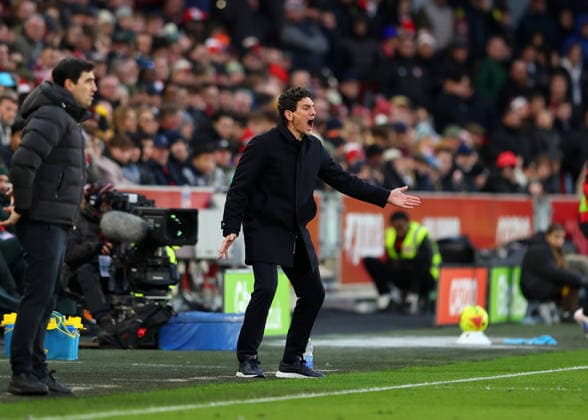 27th December 2025; Gtech Community Stadium, Brentford, London, England; Premier League Football, Brentford versus Bournemouth; Brentford Manager Keith Andrews on the touchline  JohnxPatrickxFletcher