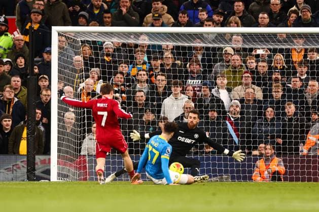 Florian Wirtz of Liverpool scores his sides second goal of the match Liverpool v Wolverhampton Wanderers, Premier League, Football, Anfield, Liverpool, UK - 27 Dec 2025Liverpool Anfield United Kingdom EDITORIAL USE ONLY No use with unauthorised audio, video, data, fixture lists, club league logos or live services. Online in-match use limited to 120 images, no video emulation. No use in betting, games or single club league player publications.  Copyright: xMarkxKerton Shutterstockx 16213163ax