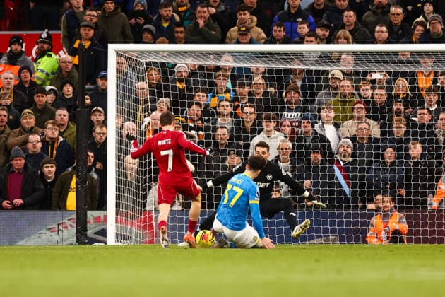 Florian Wirtz of Liverpool scores his sides second goal of the match Liverpool v Wolverhampton Wanderers, Premier League, Football, Anfield, Liverpool, UK - 27 Dec 2025Liverpool Anfield United Kingdom EDITORIAL USE ONLY No use with unauthorised audio, video, data, fixture lists, club league logos or live services. Online in-match use limited to 120 images, no video emulation. No use in betting, games or single club league player publications.  Copyright: xMarkxKerton Shutterstockx 16213163ay