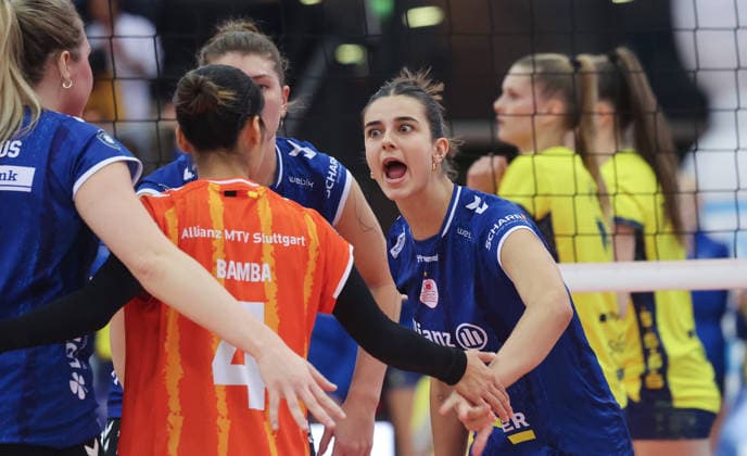 Stuttgart , Volleyball Bundesliga Allianz MTV Stuttgart vs. SSC Palmberg Schwerin , Anna Koulberg ( Stuttgart )