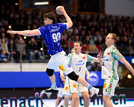 Tillman, Leu (Kreislaeufer, ThSV Eisenach, 99), Omar Ingi, Magnusson (Rueckraum Rechts, SC Magdeburg, 14), Felix, Claar (Rueckraum Links, SC Magdeburg, 7) GER, ThSV Eisenach gegen SC Magdeburg, Handball, Bundesliga, 19.Spieltag, Saison 2025 2026, 27.12.2025 GER, ThSV Eisenach gegen SC Magdeburg, Handball, Bundesliga, 19.Spieltag, Saison 2025 2026, 27.12.2025 Eisenach Copyright: xEibner-Pressefoto MartinxHerbstx EP_MHT