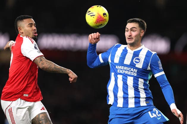 Arsenal v Brighton & Hove Albion 27 December 2025 London - Premier League Football - Arsenal v Brighton & Hove Albion - Gabriel Jesus of Arsenal and Diego Coppola of Brighton & Hove Albion - (Photo by Mark Leech). London UK Copyright: xMarkxLeechxOffside