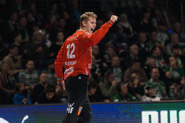 Kristian SAEVERAS (FRISCH AUF! Goeppingen, 12) Jubel, Freude, Leidenschaft, Erfolg, Emotion, Begeisterung, positive Emotionen GER, Fuechse Berlin vs. FRISCH AUF! Goeppingen, Handball, Bundesliga, 19. Spieltag, Spielzeit 2025 2026, 27.12.2025, GER, Fuechse Berlin vs. FRISCH AUF! Goeppingen, Handball, Bundesliga, 19. Spieltag, Spielzeit 2025 2026, 27.12.2025, Berlin Copyright: xEibnerxPressefoto OliverxSchmidtx EP_OST