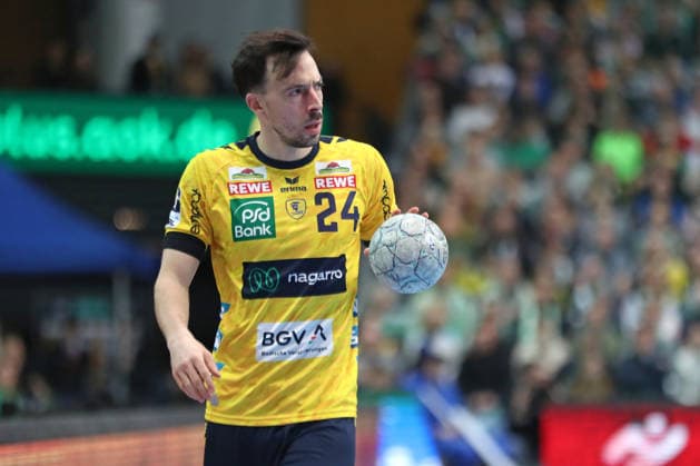 Handball DAIKIN HBL, SC DHfK Leipzig - Rhein-Neckar Löwen; 27.12.2025 Patrick Groetzki (24, Rhein-Neckar Löwen). Handball, DAIKIN HBL, 1. Bundesliga, Saison 2025 2026, 19. Spieltag: SC DHfK Leipzig vs. Rhein-Neckar Löwen am 27.12.2025 in der Quarterback Immobilien Arena Leipzig. Copyright: xBEAUTIFULxSPORTS JanxKaeferx