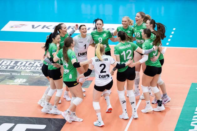 1. Volleyball Bundesliga Frauen: Schwarz-Weiss Erfurt vs. USC Münster; Erfurt; 27.12.2025 Jubel, USC Münster 1. Volleyball Bundesliga Frauen: Schwarz-Weiss Erfurt vs. USC Münster; Riethsporthalle Erfurt; 27.12.2025 Copyright: xBEAUTIFULxSPORTS Duehringx