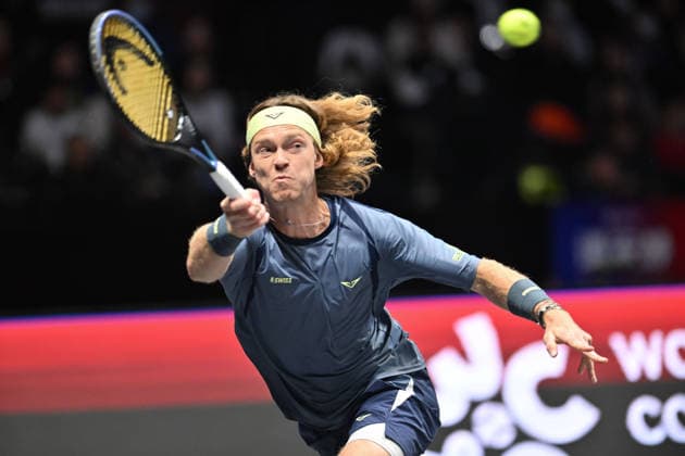SHENZHEN, CHINA - DECEMBER 27: Andrey Rublev returns a shot in the Men s Singles match against Valentin Vacherot of Monaco on day 2 of the 2025 World Tennis Continental Cup at Shenzhen Universiade Center on December 27, 2025 in Shenzhen, Guangdong Province of China.  Copyright: xVCGx 111612220941