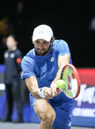SHENZHEN, CHINA - DECEMBER 27: Valentin Vacherot of Monaco returns a shot in the Men s Singles match against Andrey Rublev on day 2 of the 2025 World Tennis Continental Cup at Shenzhen Universiade Center on December 27, 2025 in Shenzhen, Guangdong Province of China.  Copyright: xVCGx 111612226736