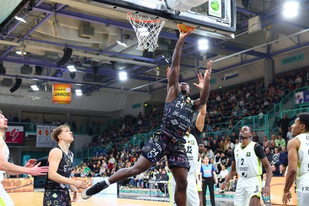 15. Spieltag der Basketball 2. Bundesliga ProA in der Oberfrankenhalle in Bayreuth Saison 2025-2026 BBC Bayreuth gegen Uni Baskets Münster Jason Ani (Uni Baskets Münster) -24-