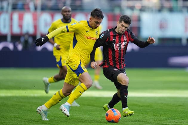 AC Milan s Christian Pulisic during the Serie A soccer match between Milan and Hellas Verona at the San Siro Stadium in Milan , north Italy - Sunday , December 28 , 2025. - Soccer .  Copyright: xSpada LaPressex