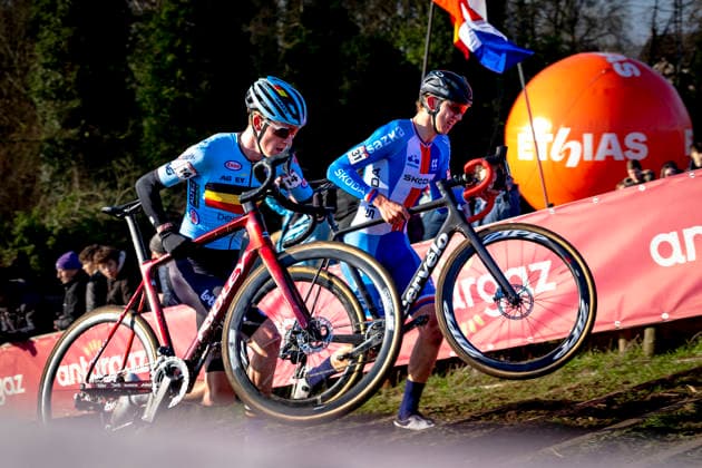 Sil de Brauwere, Krystof Bazant during the UCI Cyclo-cross World Cup 2025 men u23 in DENDERMONDE, Belgium on 28 december 2025, (photo by Marcel van Dorst EYE4images DeFodi Images) -
