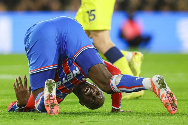 28th December 2025; Selhurst Park, Selhurst, London, England; Premier League Football, Crystal Palace versus Tottenham Hotspur; Jean-Philippe Mateta of Crystal Palace after being tackled by Micky van de Ven of Tottenham Hotspur  IanxStephen