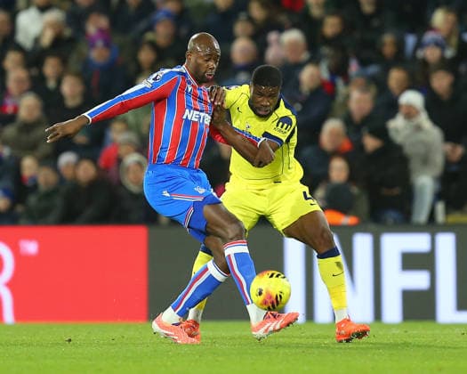London, England, December 28 2025: Jean-Philippe Mateta (14 Crystal Palace) controls the ball despite being held by Kevin Danso (4 Tottenham Hotspur) during the Premier League game between Crystal Palace and Tottenham Hotspur at Selhurst Park in London, England. (Photo by Jay Patel Sports Press Photo SPP) Copyright: xJayxPatel SportsxPressxPhoto SPPx Sportspressphoto_SPR77427