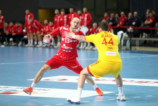 Croatia v North Macedonia: Friendly match Ivano Pavlovic of Croatia in action during the friendly handball match between Croatia and North Macedonia at Zatika Hall od December 28, 2025. in Porec, Croatia.  SasaxMiljevic PIXSELL