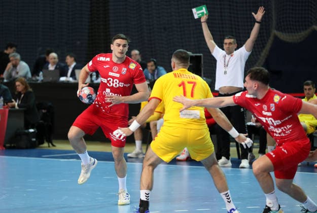 Croatia v North Macedonia: Friendly match Ante Ivankovic of Croatia in action during the friendly handball match between Croatia and North Macedonia at Zatika Hall od December 28, 2025. in Porec, Croatia.  SasaxMiljevic PIXSELL