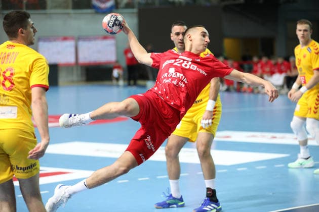 Croatia v North Macedonia: Friendly match Berislav Antonio Tokic of Croatia shoots during the friendly handball match between Croatia and North Macedonia at Zatika Hall od December 28, 2025. in Porec, Croatia.  SasaxMiljevic PIXSELL