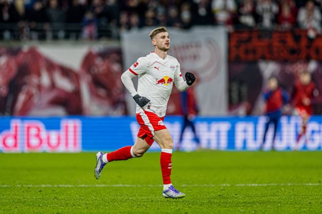 Leipzigs Timo Werner. Fussball 1. Bundesliga, 15. Spieltag: RB Leipzig - Bayer 04 Leverkusen 1:3. 20. Dezember 2025: Leipzig, Red Bull Arena. RB Leipzig - Bayer 04 Leverkusen 1:3