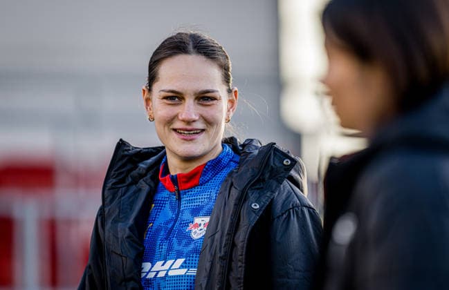 Leipzigs Giovanna Hoffmann. Fussball 1. Frauen Bundesliga, 14. Spieltag: RB Leipzig - 1. FC Koeln 0:1. 21. Dezember 2025: Leipzig, Red Bull Akademie. RB Leipzig - 1. FC Koeln 0:1