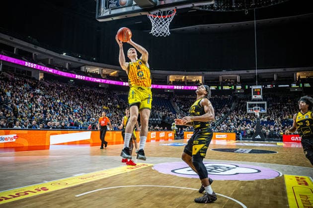 Basketball Berlin 29.12.2025 Saison 2025 2026 EasyCredit BBL 1. Bundesliga Männer, Herren Alba Berlin - MHP RIESEN Ludwigsburg Martynas Echodas (Alba Berlin, No.14)