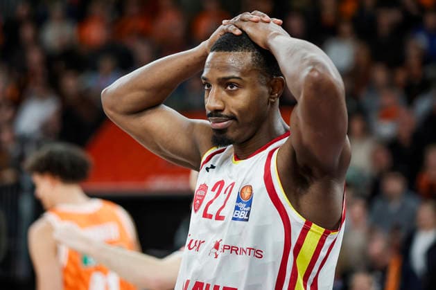 Im Bild: Enttaeuschung bei Johnathan Stove (Wuerzburg Baskets, 22) 29.12.2025, ratiopharm Ulm - Fitness First Wuerzburg Baskets, easyCredit BBL, 13. Spieltag, Deutschland, Ulm, ratiopharm Arena, Copyright: HMBxMedia xJulienxBecker