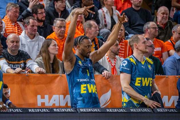 1. Basketball Bundesliga, easyCredit BBL, Saison 2025 2026, Herren, Hauptrunde, 13. Spieltag, 29.12.2025, RASTA Vechta - EWE Baskets Oldenburg Dakarai Tucker ( 7 - EWE Baskets Oldenburg) während der Partie Vechta RASTA Dome Niedersachsen Deutschland