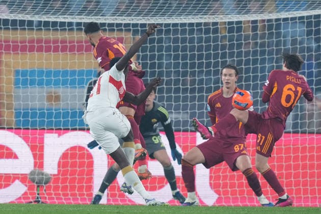 Genoa™s Jeff Ekhator gol during the Serie A EniLive soccer match between Roma and Genoa at the Rome s Olympic stadium, Italy - Monday December 29, 2025 - Soccer ( Photo by Alfredo Falcone LaPresse )  Copyright: xAlfredoxFalcone LaPressex