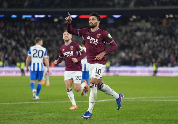 Lucas Paqueta of West Ham celebrates scoring the second goal from a penalty West Ham United v Brighton and Hove Albion, Premier League, Football, London Stadium, London, UK - 30 Dec 2025London London Stadium United Kingdom EDITORIAL USE ONLY No use with unauthorised audio, video, data, fixture lists, club league logos or live services. Online in-match use limited to 120 images, no video emulation. No use in betting, games or single club league player publications. Copyright: xJedxLeicester Shutterstockx 16216220ad