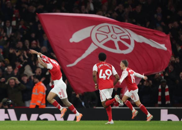 Gabriel Jesus (A) celebrates scoring the fourth Arsenal goal (4-0) at the Arsenal v Aston Villa EPL match, at the Emirates Stadium, London, UK on 30th December, 2025. 