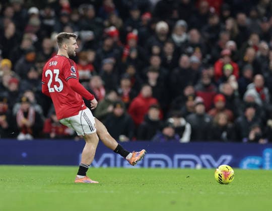 30th December 2025; Old Trafford, Manchester, England; Premier League Football, Manchester United, ManU versus Wolverhampton Wanderers; Luke Shaw of Manchester United plays left  RogerxEvans