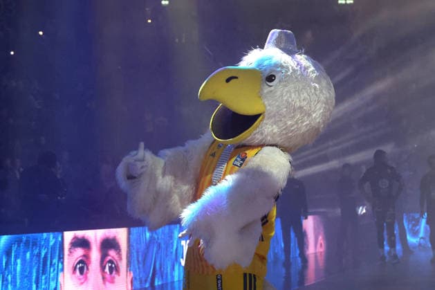DEU, easyCredit BBL, ALBA vs. Loewen Braunschweig, 31.12.2025, Uber-Arena, Berlin, DEU, easyCredit BBL, ALBA vs. Loewen Braunschweig, im Bild ALBA-Maskotchen
