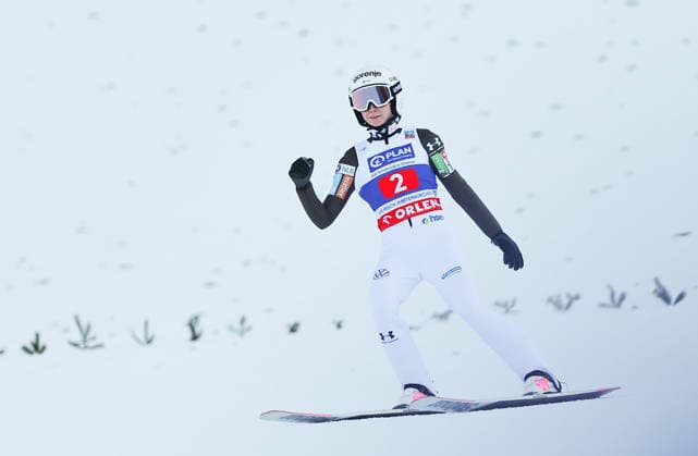 Ski jumping, Skispringen, Ski, nordisch - FIS WC Garmisch Partenkirchen GARMISCH-PARTENKIRCHEN,GERMANY,31.DEC.25 - NORDIC SKIING, SKI JUMPING - FIS World Cup, 2-Nights-Tour, large hill, ladies. Image shows the rejoicing of Nika Prevc (SLO).  GEPAxpictures xThomasxBachun