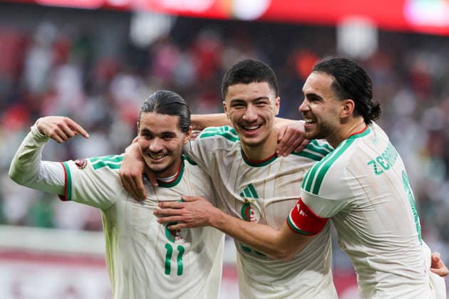 TotalEnergies CAF AFACON Morocco 2025 - Algeria - Equatorial Guinea -Satde Prince Moulay El Hassan - Rabat - Morocco AlgerianÂ s Ibrahim Maza (22)Celebrating after scooring his goal during The afacon can morocco 2025 at prince Moulay El Hassan in Rabat, 31 December 2025 Copyright: xloulidiphotox