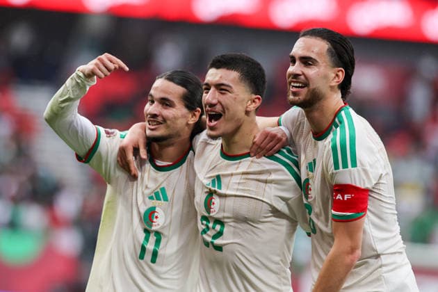 TotalEnergies CAF AFACON Morocco 2025 - Algeria - Equatorial Guinea -Satde Prince Moulay El Hassan - Rabat - Morocco AlgerianÂ s Ibrahim Mza (22)Celebrating after scooring his goal during The afacon can morocco 2025 at prince Moulay El Hassan in Rabat, 31 December 2025 Copyright: xloulidiphotox