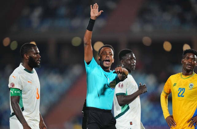 Omar Artan gestures during the Africa Cup Of Nations match between Gabon and Ivory Coast at Marrakesh Stadium on December 31, 2025 in Marrakech, Morocco. (Photo by Thor Wegner DeFodi Images) - *** Omar Artan gestures during the Africa Cup Of Nations match between Gabon and Ivory Coast at Marrakesh Stadium on December 31, 2025 in Marrakech, Morocco Photo by Thor Wegner DeFodi Images