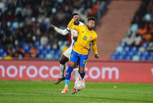Ousmane Diomande (CÃ te d Ivoire) and Athanas DÃ nis Bouana (Gabon) battle for the ball during the Africa Cup Of Nations match between Gabon and Ivory Coast at Marrakesh Stadium on December 31, 2025 in Marrakech, Morocco. (Photo by Thor Wegner DeFodi Images) -